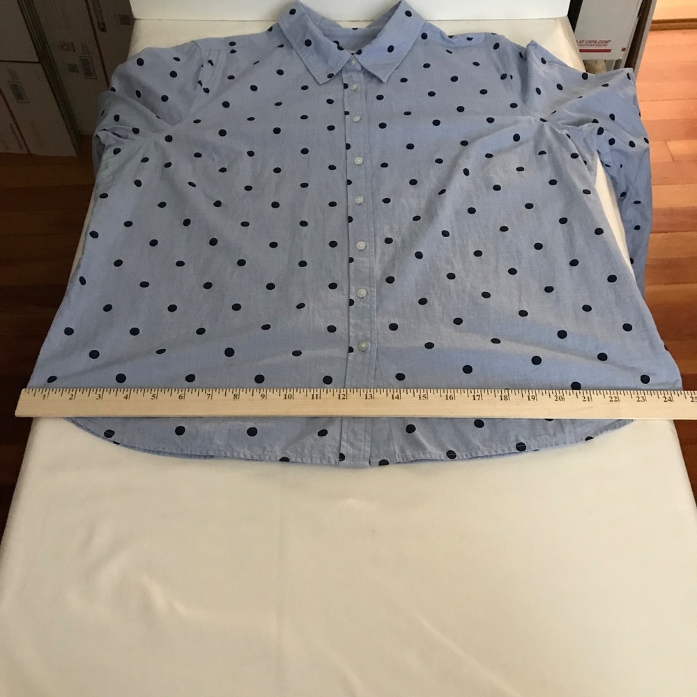 Talbots Blue Polka Dot Blouse - Picture 12 of 16